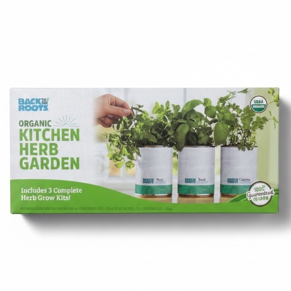 Back to the Roots Organic Kitchen Herb Garden 3-Pack Mint Basil Cilantro